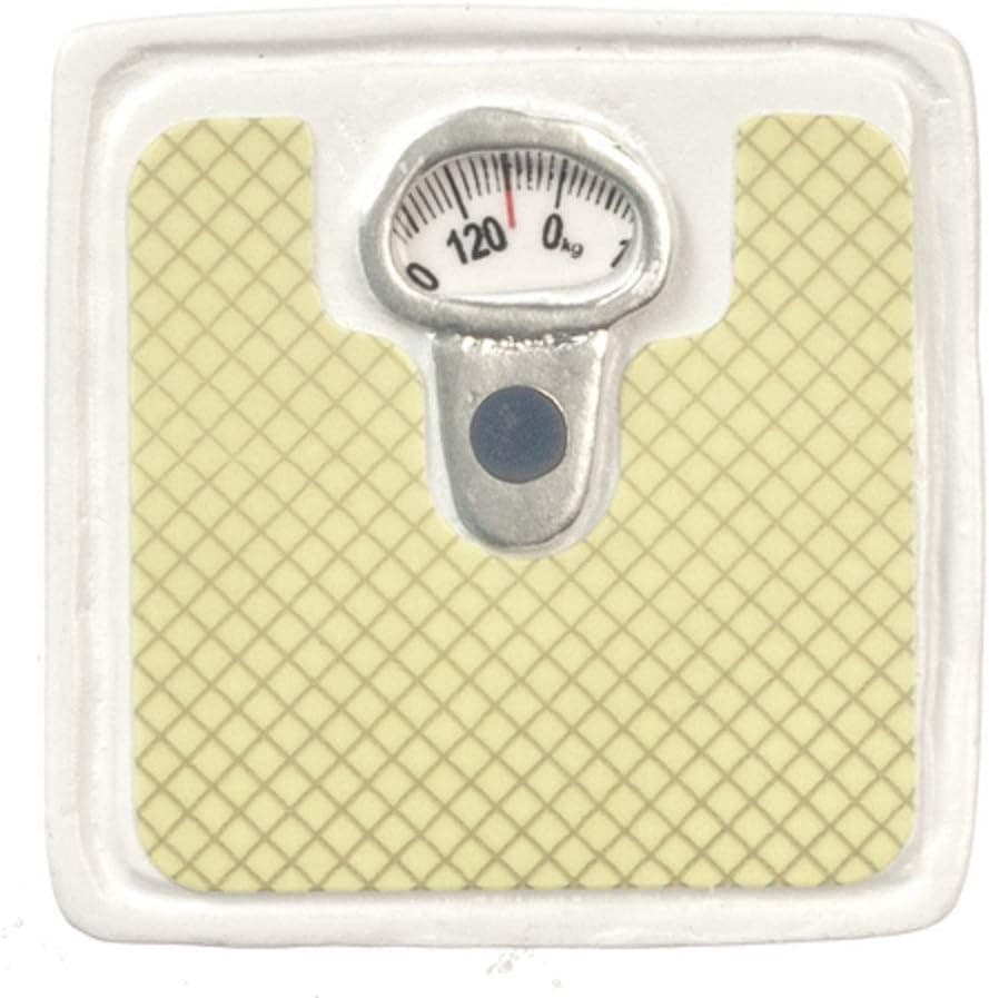 A miniature bathroom scale for holiday elf setups.