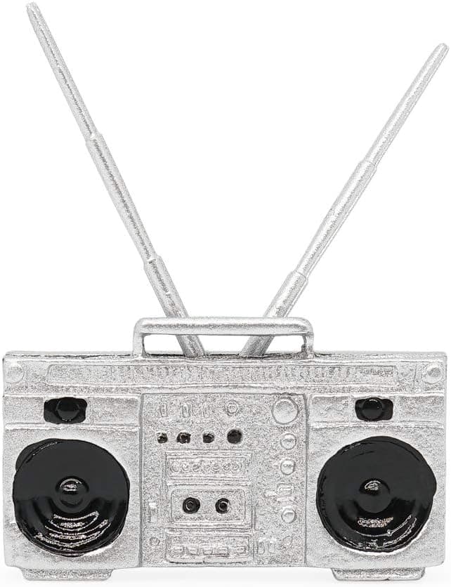 A miniature radio for holiday elf setups.