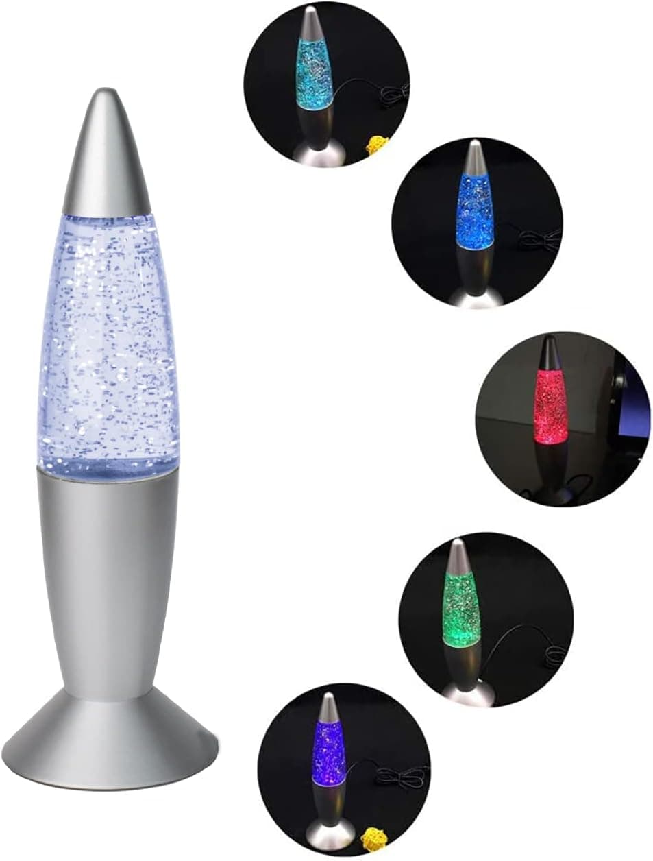 A small USB glitter lamp for holiday elf setups.
