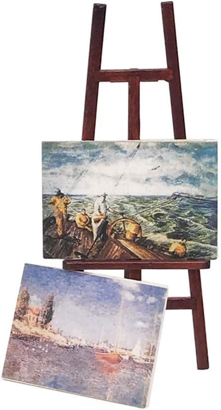 A miniature wooden easel for holiday elf setups.