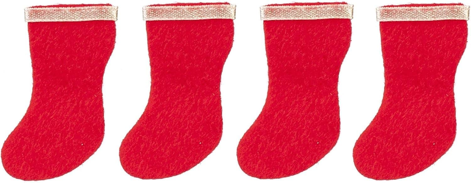 Miniature Christmas stockings for holiday elf setups.