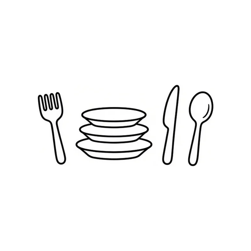 Cartoon Mini plates and flatware illustration