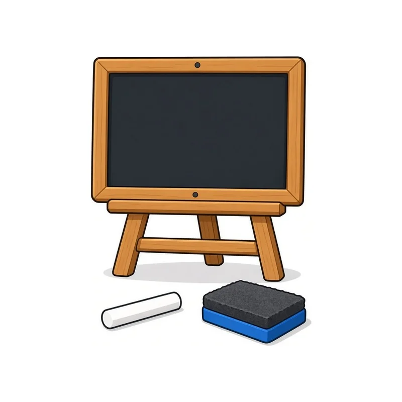 Cartoon Tiny chalkboard easel with chalk and eraser illustration