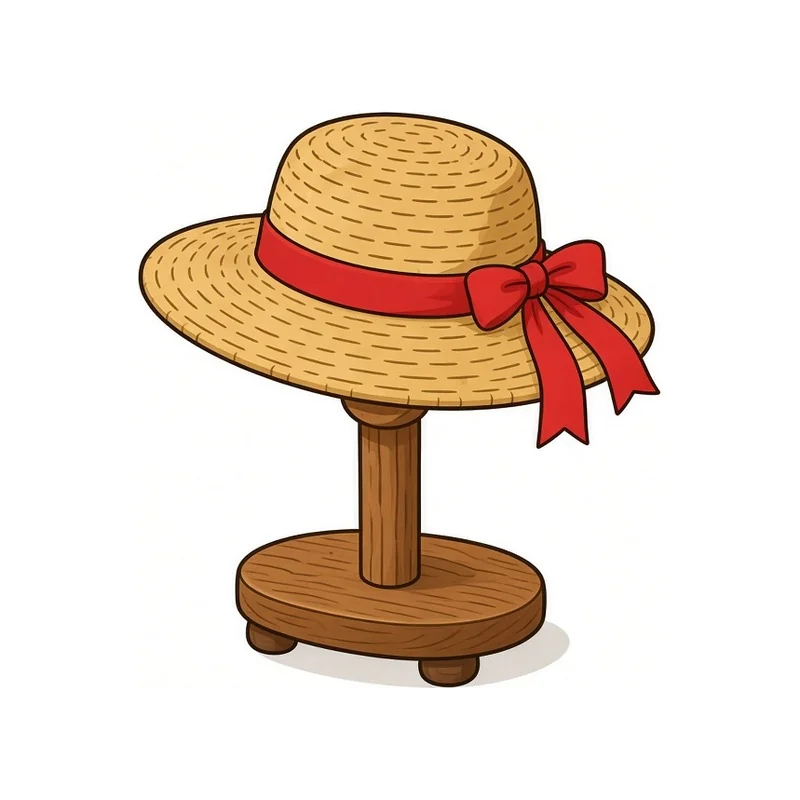 Cartoon Tiny straw hat on stand illustration