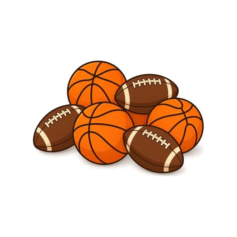 Cartoon Tiny basketballs and footballs, 10 pieces illustration