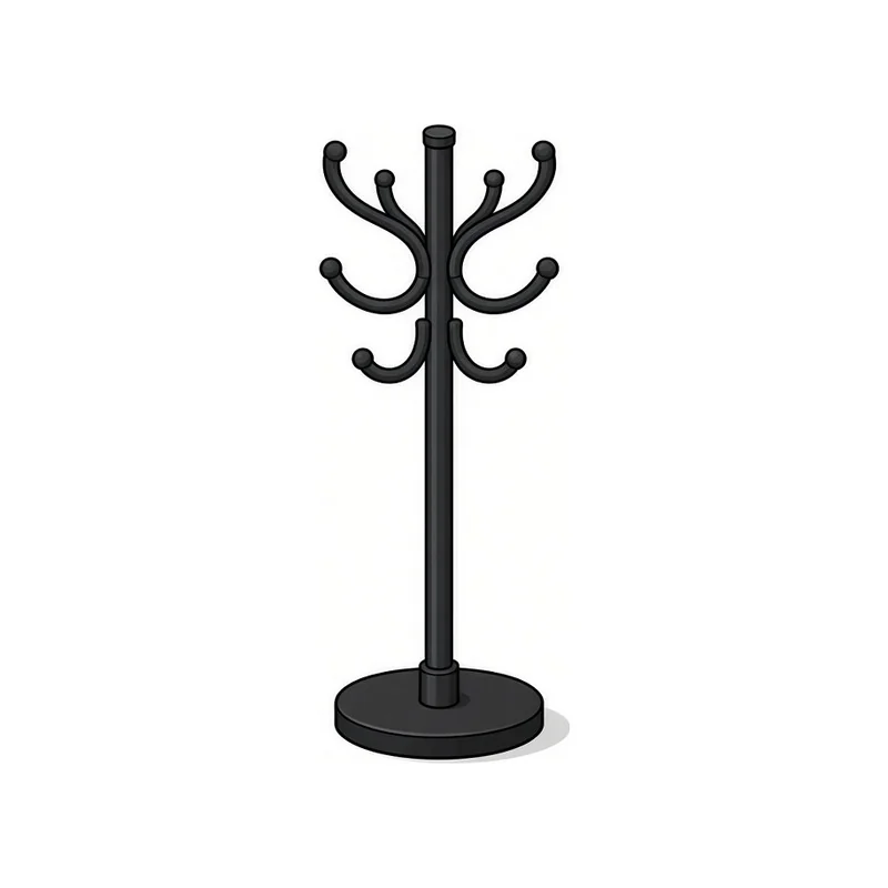 Cartoon Tiny black hat and coat rack illustration