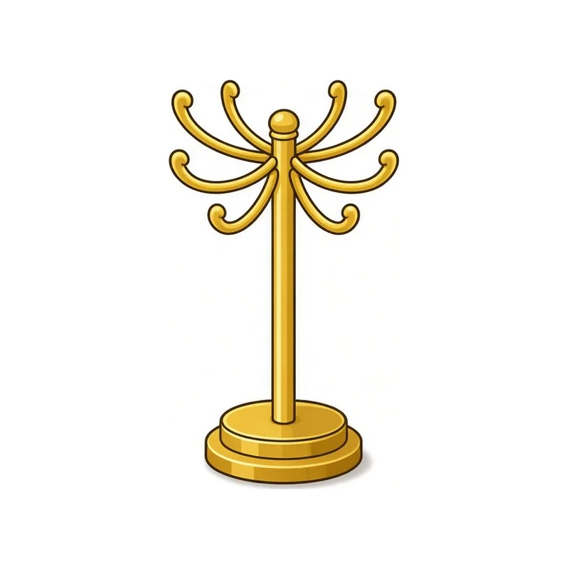 Cartoon Tiny gold hat and coat rack illustration