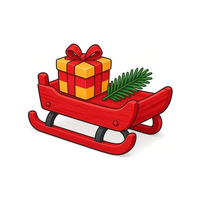 Cartoon Tiny sled with Christmas accents illustration
