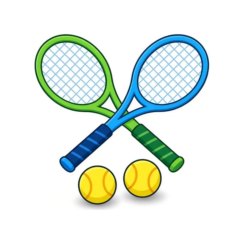 Cartoon Tiny tennis rackets with balls, blue and green illustration
