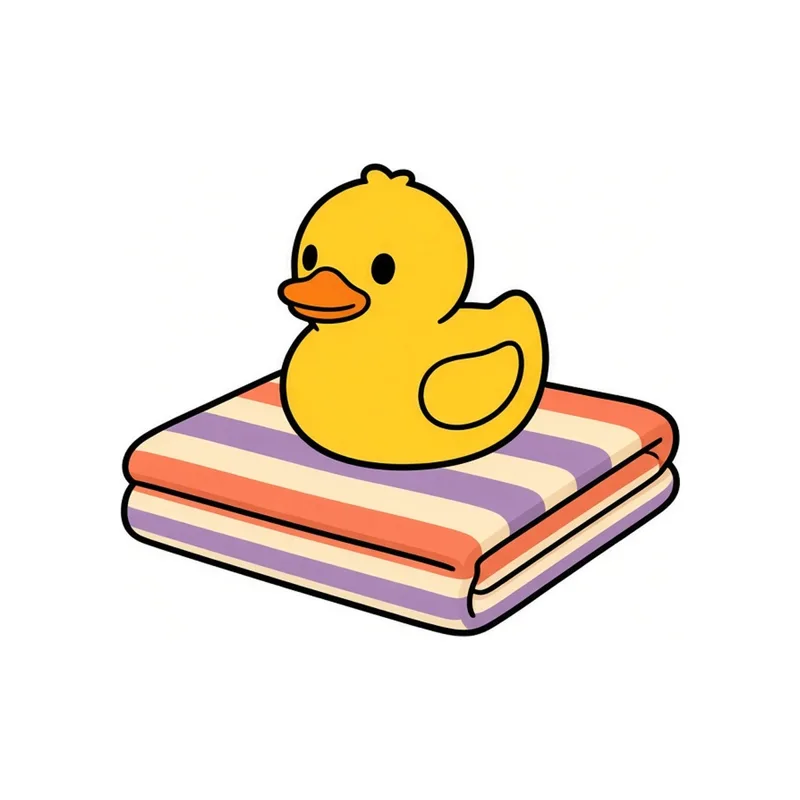 Cartoon Mini duck and towel illustration