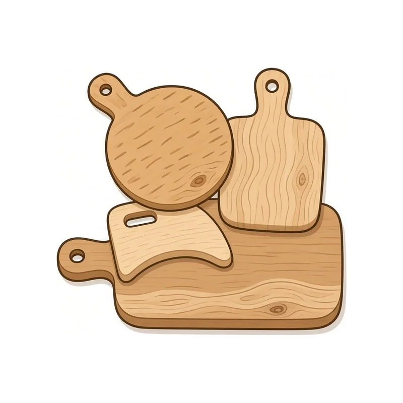 Cartoon Tiny wooden cutting boards, 5 pieces illustration