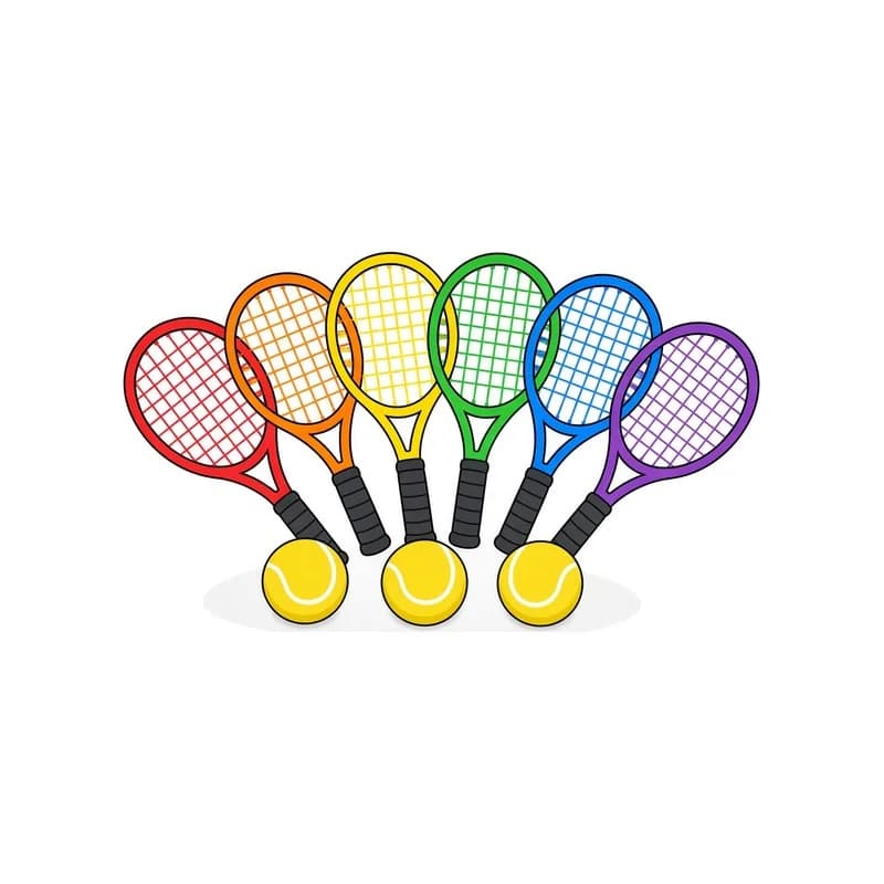 Cartoon Tiny tennis sets, 6 colors illustration