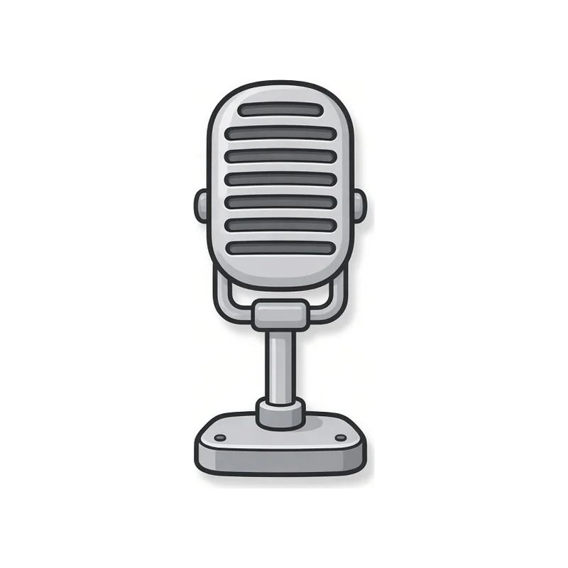 Cartoon Tiny metal microphone on stand illustration