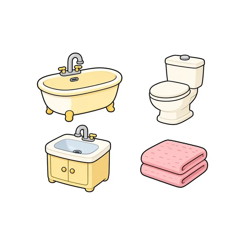 Cartoon Mini bathroom set illustration