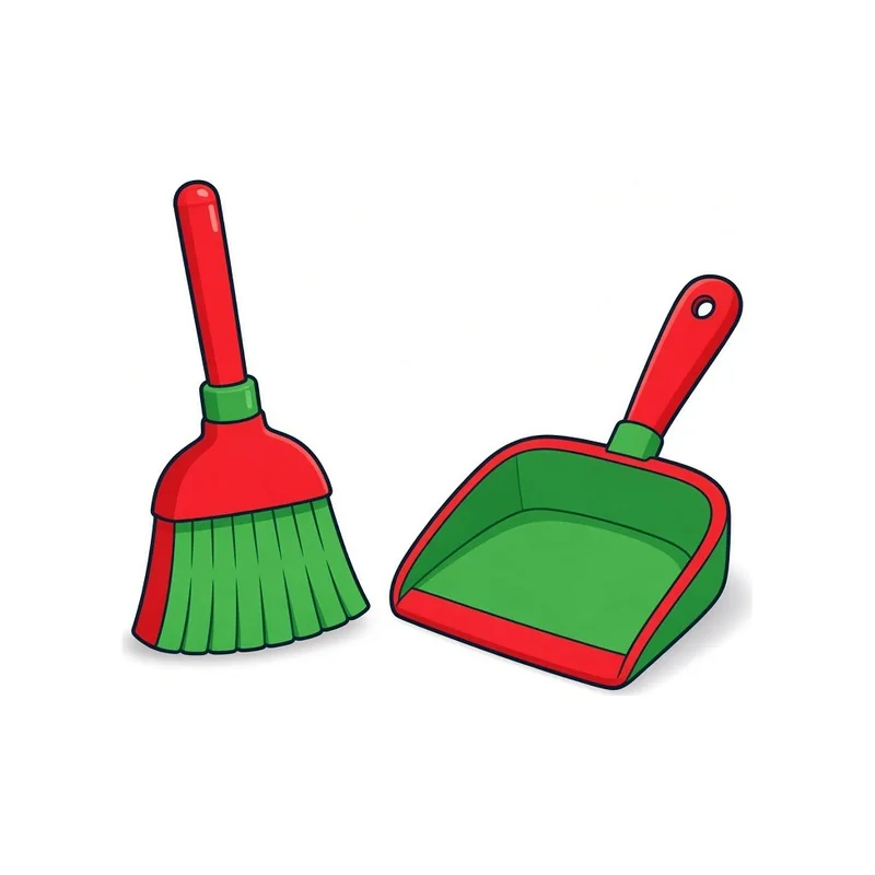 Cartoon Tiny broom and dustpan illustration